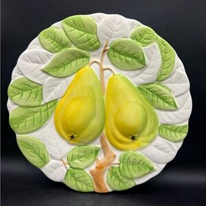 1987 Shafford Fruit Du Jour Hand Painted Yellow Pears Ceramic Vintage Plate Dish